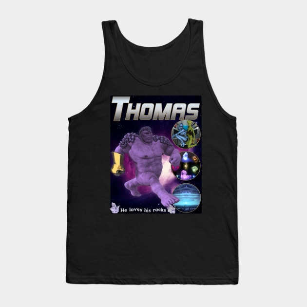 THOMAS *He Loves His Rocks* Knock Off Brand Parody Meme Spoof MCU Super Hero Rap Tee Tank Top by blueversion